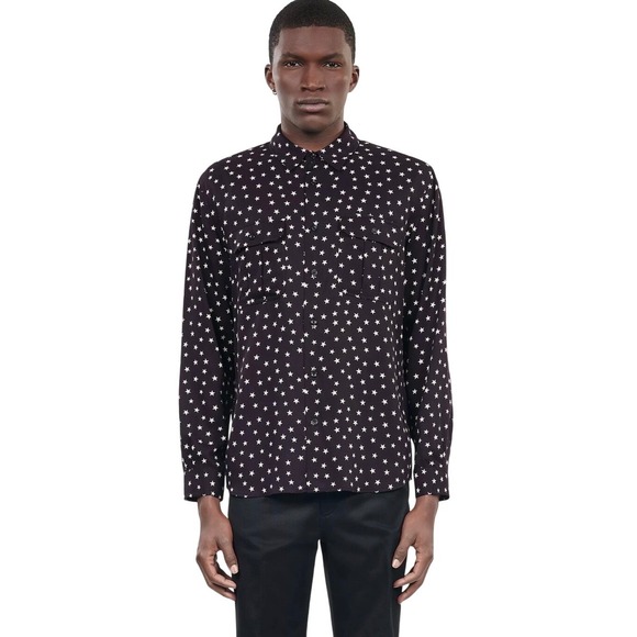 The Kooples Star Print Regular Fit Long Sleeve Button Down Woven Shirt sz M NWT - Picture 2 of 14